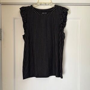 Michael Kors Black Ruffled Ribbed Blouse